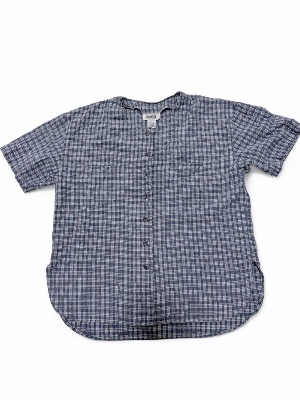 Casual Blue Plaid Short-Sleeve Button Front Shirt